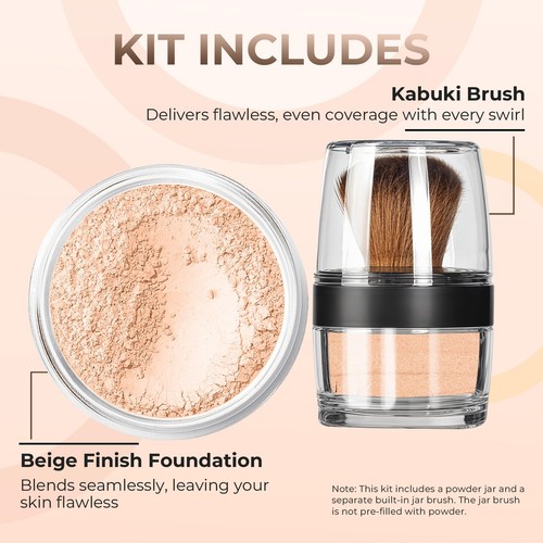 KABUKI JAR BRUSH & FOUNDATION Kit Mineral Makeup Full Size Set Bare Face Matte - 第 13/144 張圖片