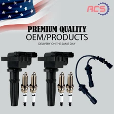 2X OEM Ignition Coil & Spark Plug & Wire Set for Kia Optima Hyundai Sonata UF285