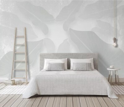 3D Gray Leaves ZHUA10250 Wallpaper Wall Murals Removable Self-adhesive Ann 24