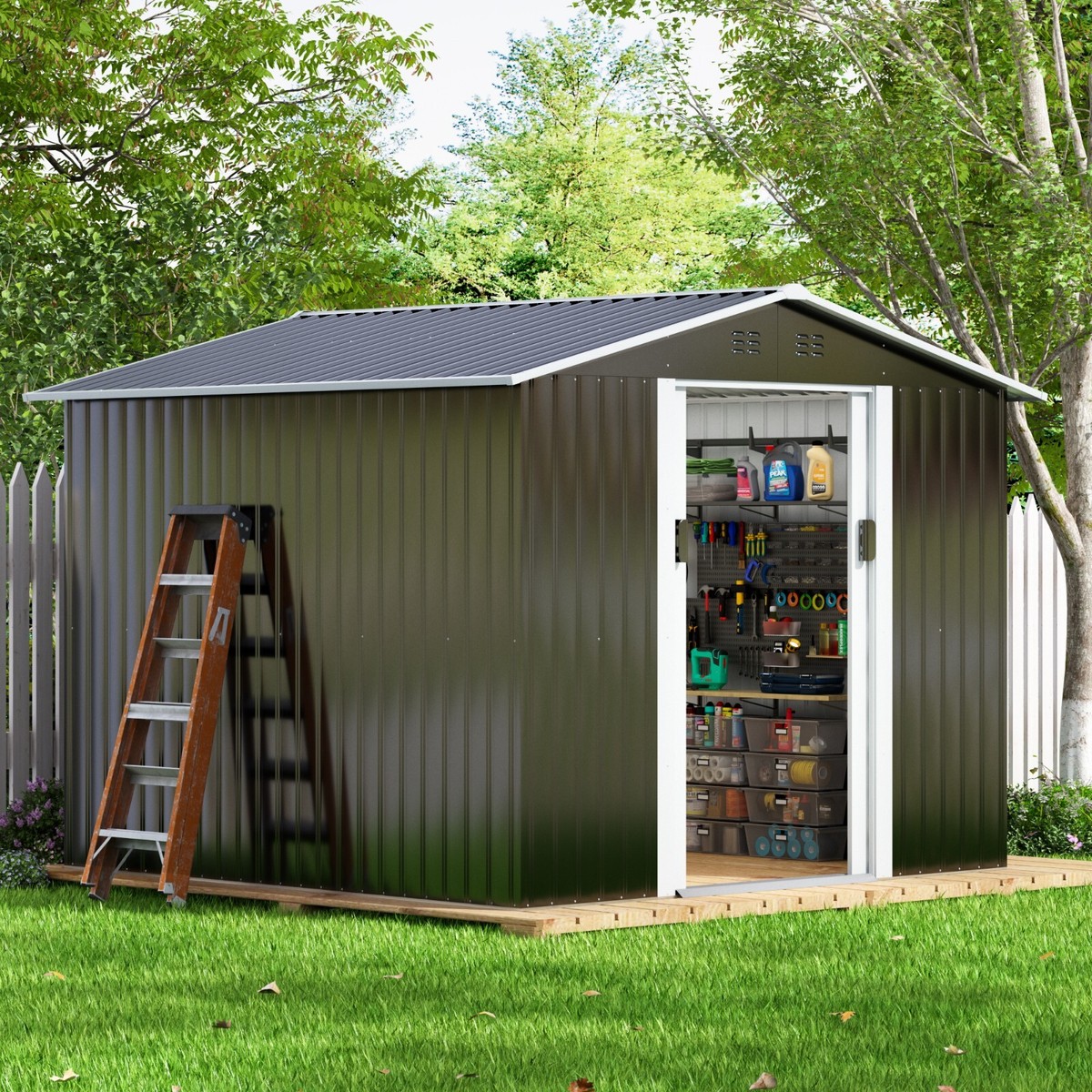 ◆ ともやん Duramax 4x8 SideMate Vinyl Shed with Foundation Kit