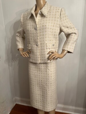 slim fit dress slacks Emilia White and Beige A-Line Tweed Mini Dress main image 0