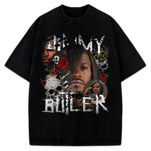Jimmy Butler Emo Long Hair Himmy Funny Skull And Roses Custom Graphic T-Shirt - Afbeelding 1 van 9