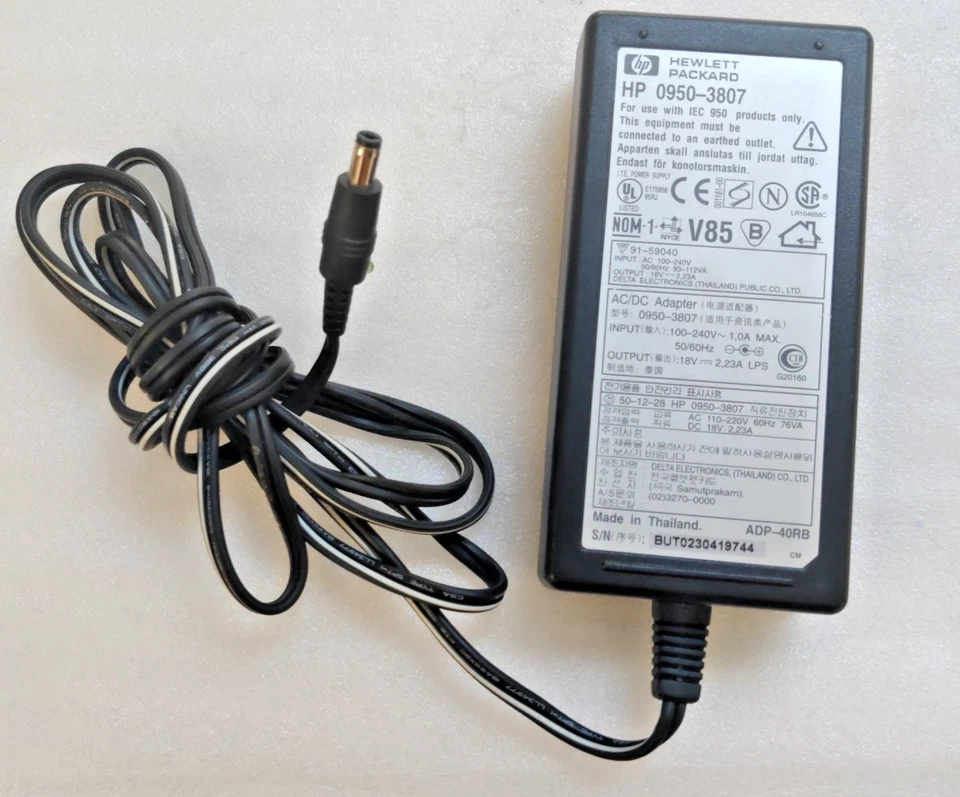 Genuine HP 0950-3807 18V 2.23A 40W Ac & DC Adapter Charger With UK Plug - Image 2 of 4