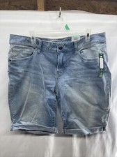 Time Tru Mid-Rise Cuffed Denim Short Size 18 Blue Stretch Distressed Women's