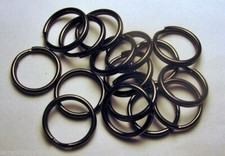 12 KEY RINGS 15mm Approx 5/8" Split Ring Black GUN METAL Finish Steel Findings