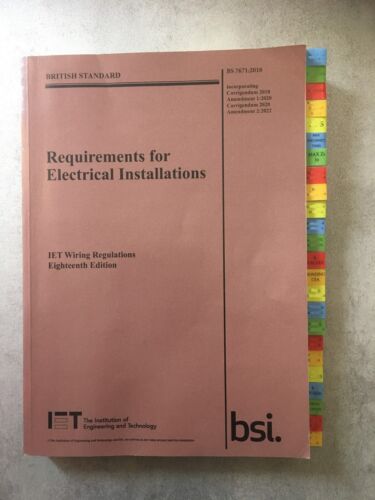 Onglets marqueur de page pour BS 7671 18e édition règlement de câblage ET guide sur place  - Photo 1 sur 5
