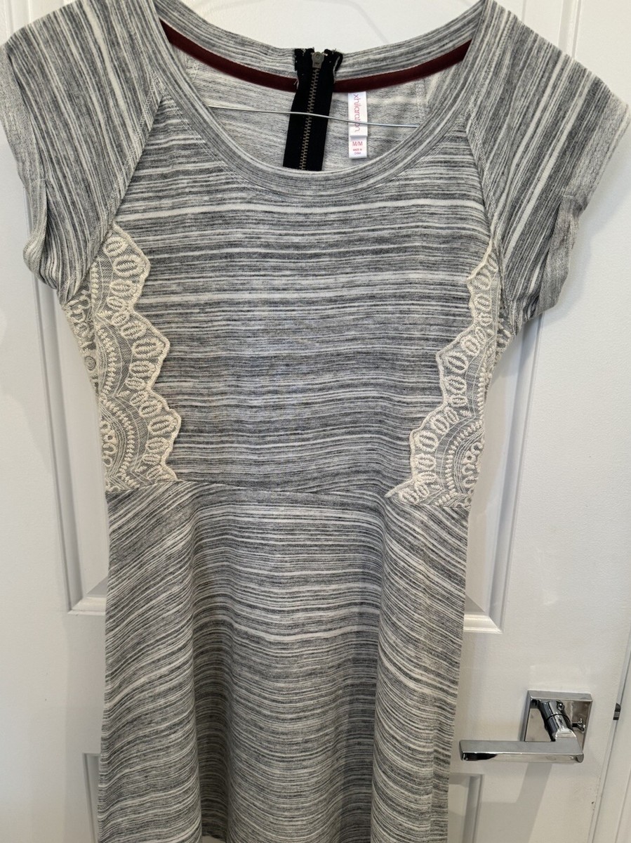 Xhilaration Gray & White Dress W/ Lace Size Medium | eBay