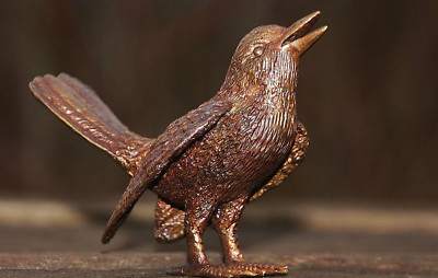 VOGEL aus BRONZE BRONZEFIGUR, NEU, FROSTFEST, AUSSEN/INNENDEKORATION,  BOGA-1089