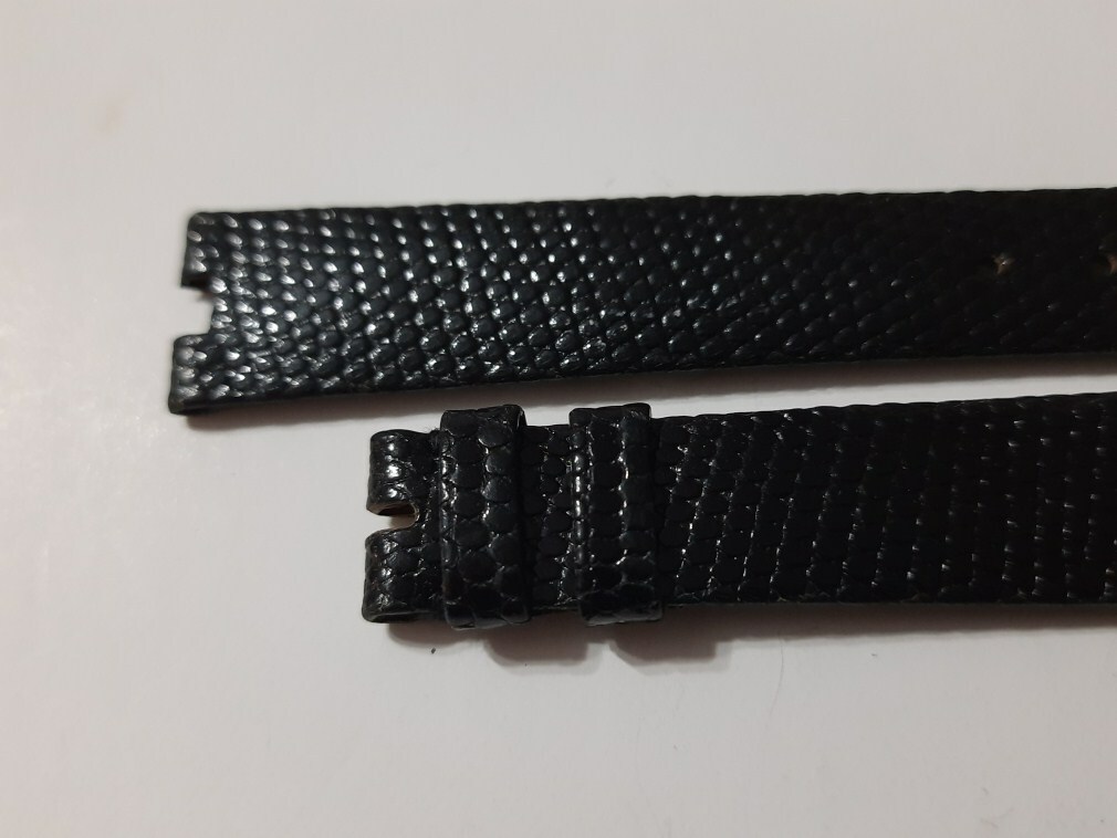 Patek Philippe レザーベルト ブラック クロコ PATEK PHILIPPE 1970'S VINTAGE 16X13 MM BLACK LIZARD LEATHER