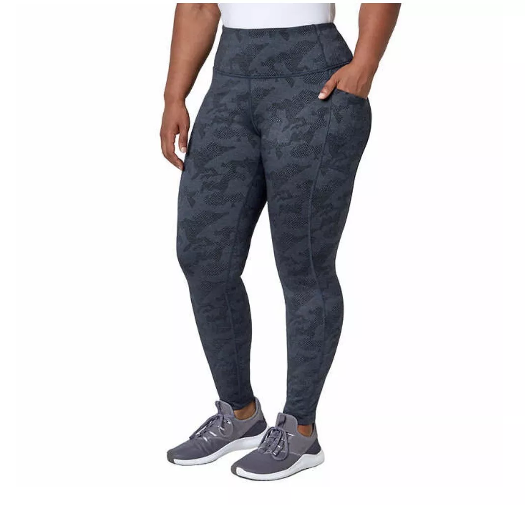 Mondetta Ladies Brushed Jacquard Legging Blue Medium High Rise Active