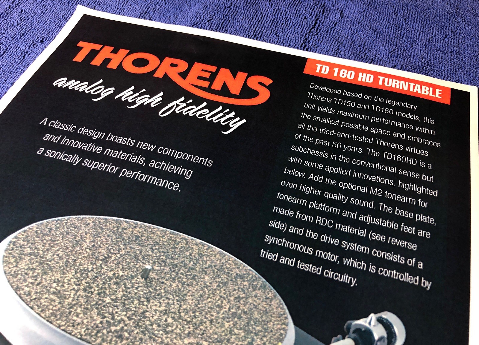 THORENS TD 160 HD TURNTABLE ORIGINAL PROMOTIONAL PRODUCT LEAFLET AD M276x