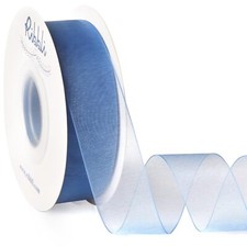 Dusty Blue Organza Ribbon 1 Inches x Continuous 50 Yard Blue Sheer Ribbon for...