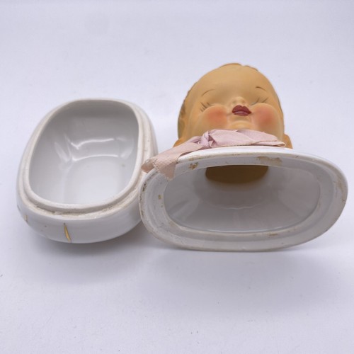 Vintage Royal Japan Porcelain Bisque Doll Baby Head Trinket Box HTF - Picture 7 of 8