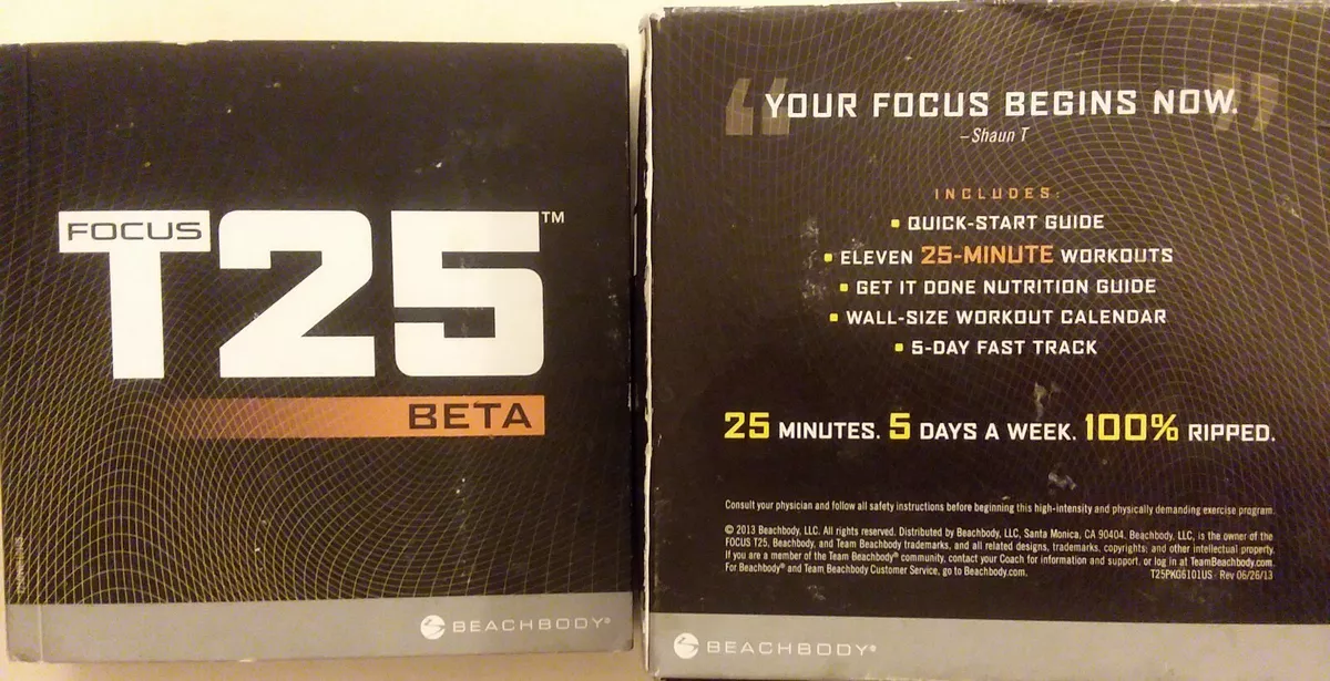 Focus T25 Beachbody Workout 9 disc DVD Set Alpha Beta free shipping
