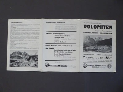Reise - Faltprospekt Italien, Dolomiten, Gardasee, Venedig, Dolomitenpässe, 1935 - Bild 1 von 2