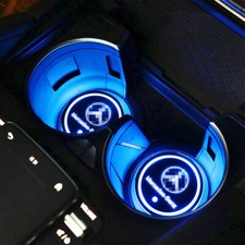 2pcs Car Cup Holder Coaster Pads Auto Usb Led 7-color Ambient Atmosphere Lights