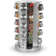 Simpli-Magic Revolving 20-Jar Countertop Spice Rack, Stainless Steel - New