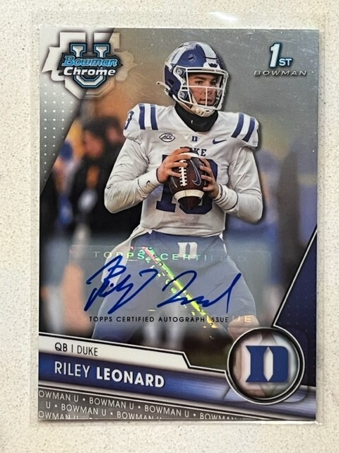 RILEY LEONARD 2023 Bowman Chrome University 1st Chrome AUTO Autograph