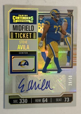2023 Contenders #155 Steve Avila Midfield Ticket 29/50 Autograph RC LA Rams
