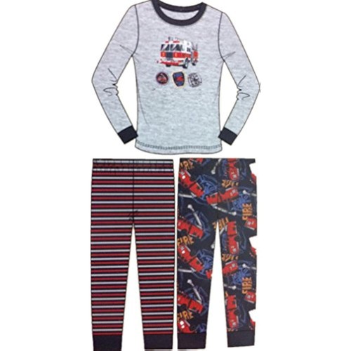 Kirkland Signature Boys 3 Pieces Organically Pajama Set (Fire Truck, 8)