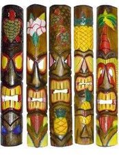 40 inch Polynesian Hawaiian Totem TIKI MASKS Tiki Bar Style Wall Masks Island