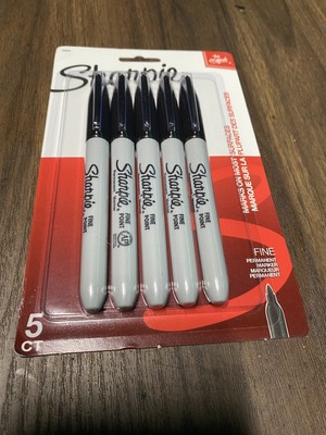 Sharpie Permanent Marker, Fine Point, Black, Pack of 5