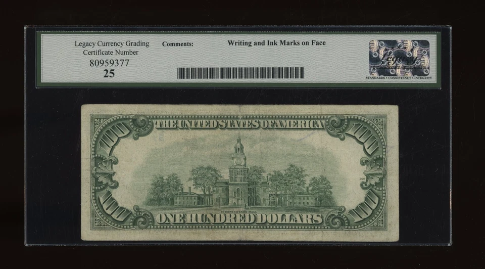 DBR 1950-E $100 FRN New York Fr. 2162-B Legacy 25 Serial B24715376A - Image 2 of 2