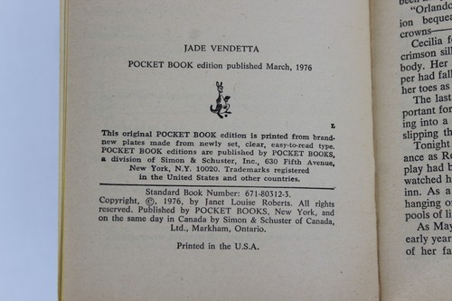 Jade Vendetta by Janet Louise Roberts Pocket Books Pb Gothic Romance 1976 - Picture 2 of 8