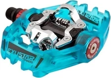 Exustar Pedals MTB Double Clipless PM825 Alloy Blue/Silver SPD - E-PM825-TRBL
