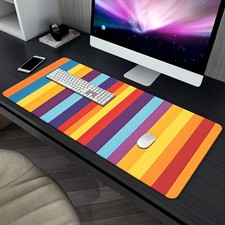 40 90cm XXL Rainbow Stripe Mouse Pad - Non-Slip Rubber Base, Large Desk Mat for