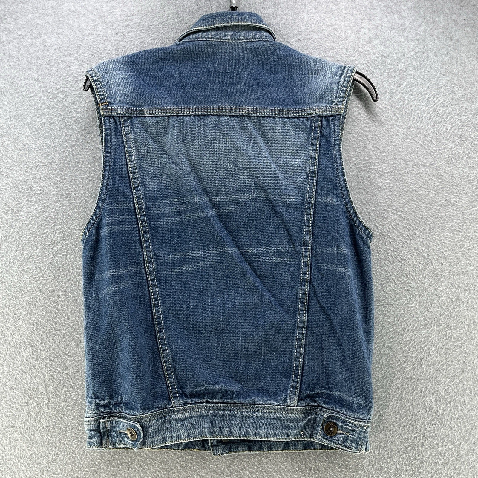 Agile Denim Mens Vest Medium M Blue Chaleco Button Up Collared Outdoor  image 8