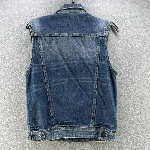 Agile Denim Mens Vest Medium M Blue Chaleco Button Up Collared Outdoor  image 8