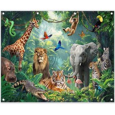 Fabric 10x8ft Jungle Forest Animals Photography Backdrop Tropical Rainforest ...