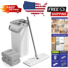 360-Degree Rotating Mop with Bucket Set - 6 Reusable Microfiber Pads Included