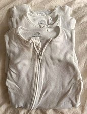 NEXT Unisex Baby White Zip Babygrow 3 Pack Cotton Jersey Up to 1 Month
