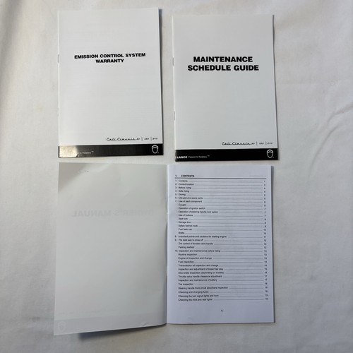 Lance Cali Classic Original Owner’s Manual, Maintenance Guide. OEM 50/125/200i - Foto 2 di 4