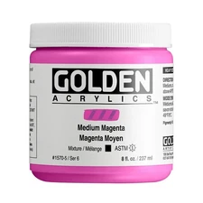 Heavy Body Acrylics by GOLDEN, Medium Magenta, 8 fl. oz. Jar, Professional Ac...