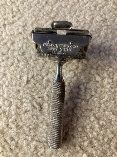 VINTAGE GEM Safety Razor Blades Black Leather Case - Picture 3 of 9