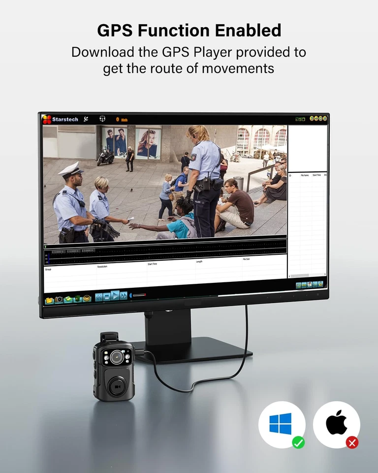 B4K5 4K Body Camera, 3400mAh IP68 Waterproof GPS Police 128GB Body Cams for 1... - Image 3 of 4