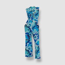 Donna Morgan Women's Blue Mock Neck Tie-Back Jumpsuit Size 12