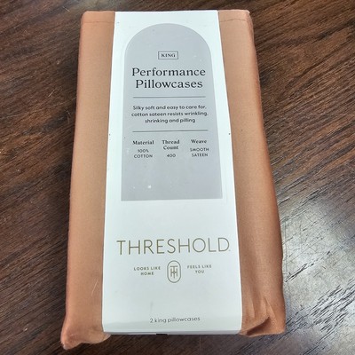 Pillowcase Set Rust Threshold King Size 400 Thread Count Solid Performance (Sh8)