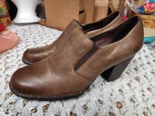 Born Womens Gertrude Leather Heel Slip On Shoes Brown Size 10