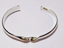 Sterling 925 Simple Solid Twist Cuff Bracelet 6.25" 11.5 Grams
