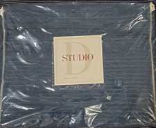 Dillards Studio D King Coverlet ~ Deep Blue Ribbed Texture ~ 100% Cotton ~ NWOT