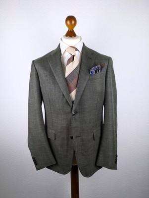 NEUW Ermenegildo Zegna Wolle Seide Leinen 40 US 50 EU Schmale Passform Sakko