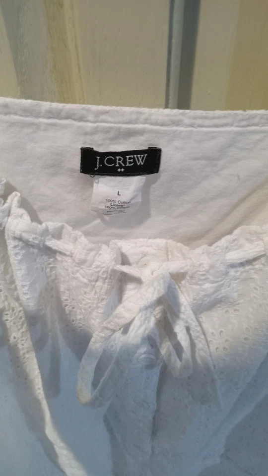 Mameluco vintage J Crew para mujer blanco algodón ojales correas de espagueti L Foto 3 de 4