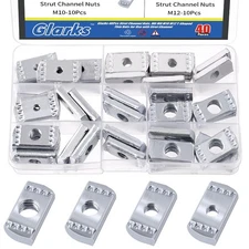 40Pcs Strut Channel Nuts Set, M6 M8 M10 M12 No Spring Thickened Nuts with Zin...