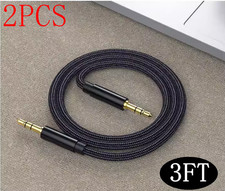 2x 3.5mm Braided Male to Male Stereo Audio AUX Cable Cord for PC iPod CAR iPhone