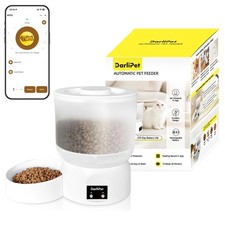 Darlipet Automatic Cat Feeder with 270-Day Battery Life, Rechargeable White