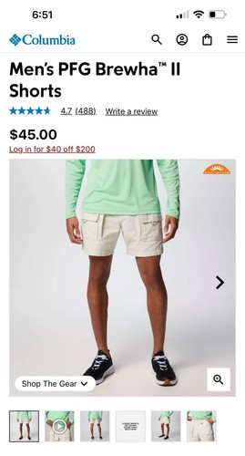 Columbia Herren LARGE Brewha II Shorts UPF50 Omnishade Angeln Wandern - Bild 15 von 15